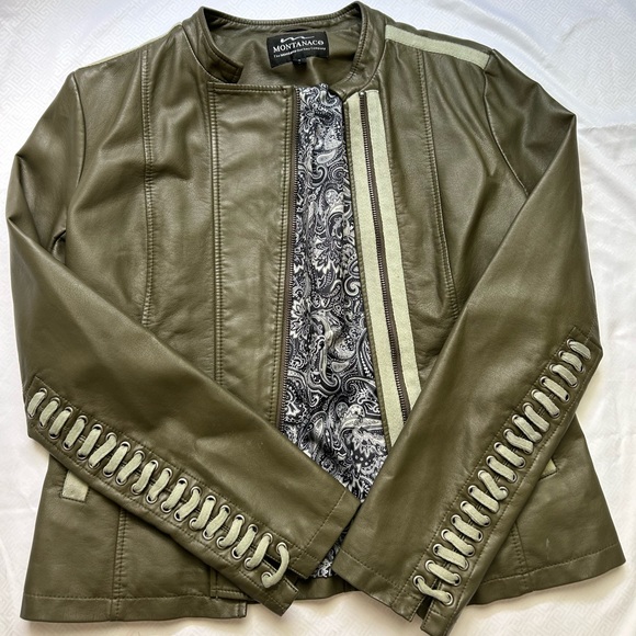 Green unique vintage leather jacket 💚 size small motorcycle/ Biker street wear - Picture 8 of 8